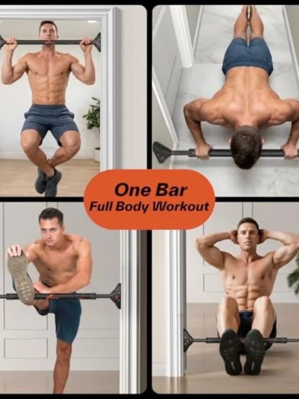 Adjustable Black Pull Up Bar 29.5-37 Inch Door Frame